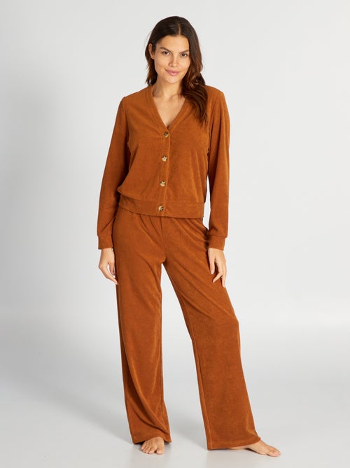 Conjunto pijama comprido em felpa - 2 peças - Kiabi