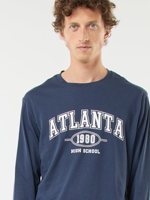 Conjunto pijama comprido em jersey t-shirt + calças - 2 peças - Kiabi