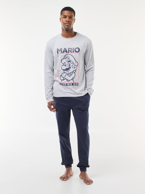 Conjunto pijama comprido t-shirt + calças - 2 peças - Kiabi