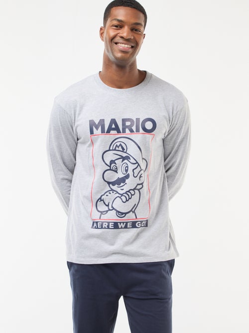 Conjunto pijama comprido t-shirt + calças - 2 peças - Kiabi