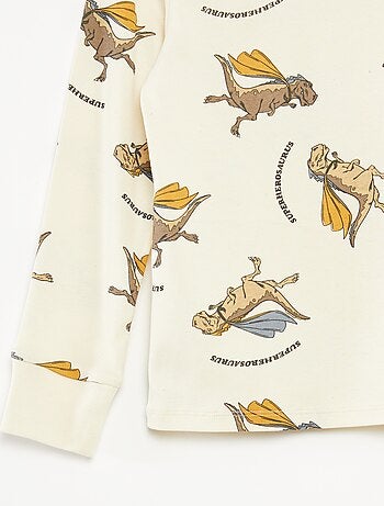 Conjunto de pijama comprido t-shirt + calças com padrão integral