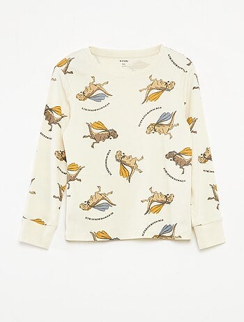 Conjunto de pijama comprido t-shirt + calças com padrão integral