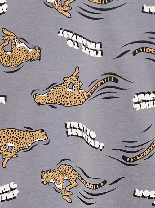 Conjunto pijama comprido t-shirt + calças com motivo all-over - Kiabi