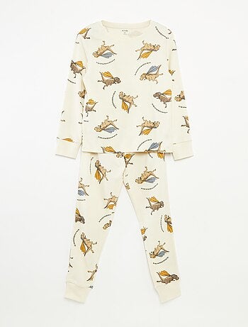 Conjunto pijama comprido t-shirt + calças com motivo all-over