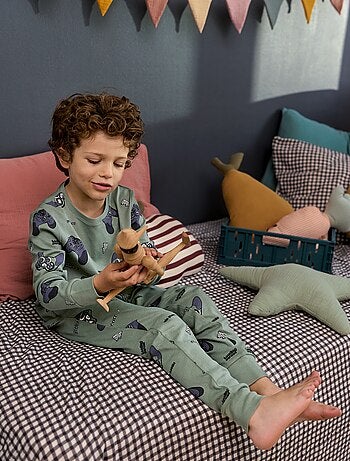 Conjunto pijama comprido t-shirt + calças com motivo all-over