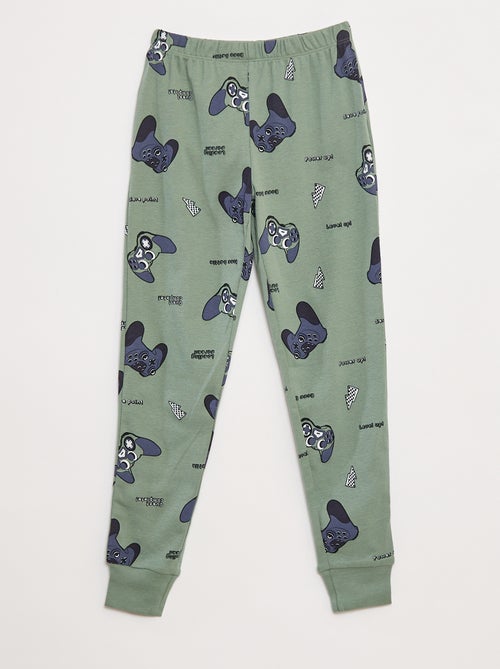 Conjunto pijama comprido t-shirt + calças com motivo all-over - Kiabi