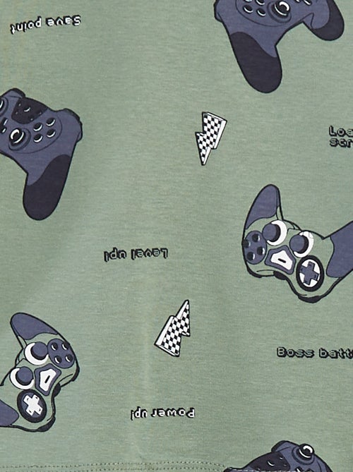 Conjunto pijama comprido t-shirt + calças com motivo all-over - Kiabi