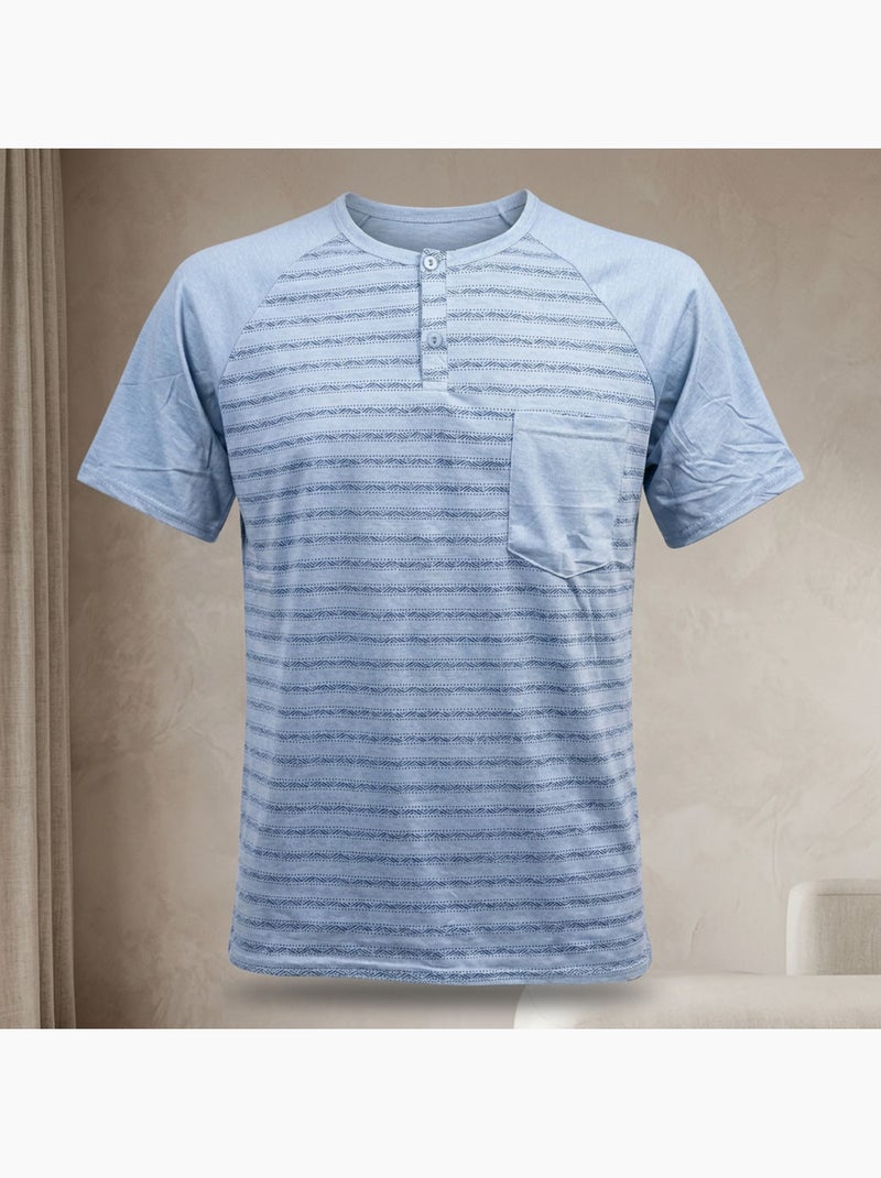Conjunto Pijama Curto Homem Algodão OZABI Azul - Kiabi
