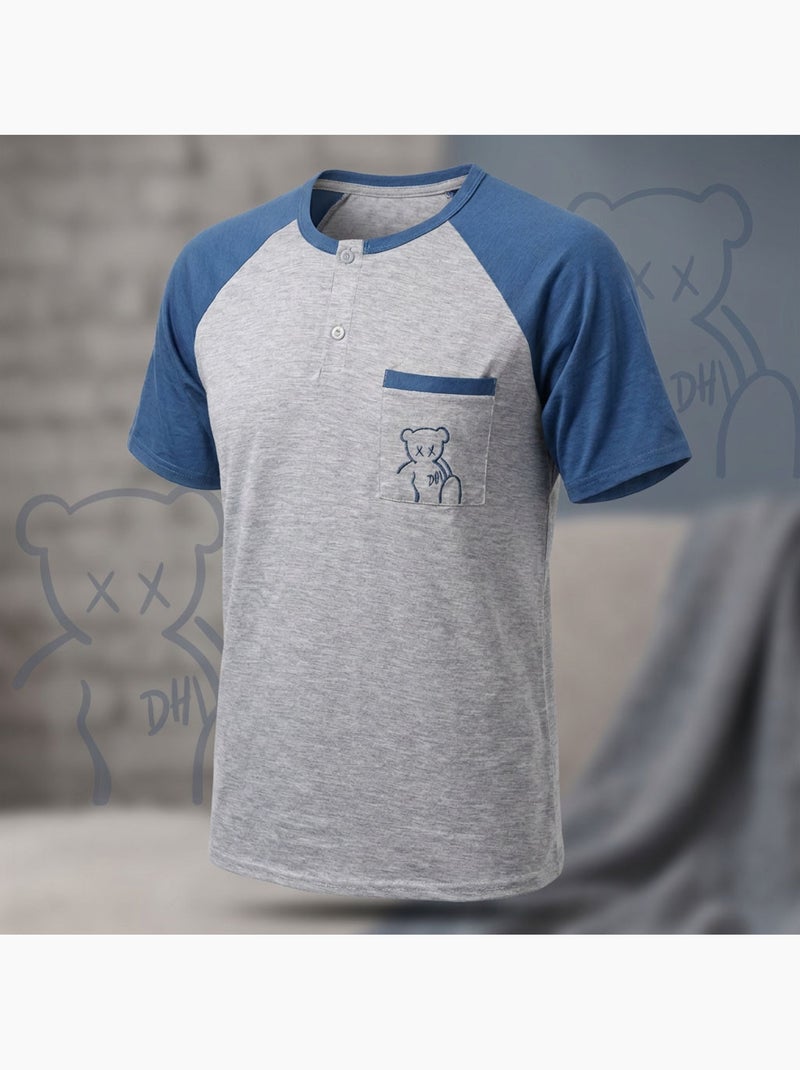 Conjunto Pijama Curto Homem Algodão OZABI Cinza - Kiabi