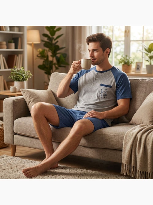 Conjunto Pijama Curto Homem Algodão OZABI - Kiabi