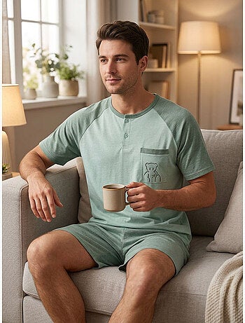 Conjunto Pijama Curto Homem Algodão OZABI