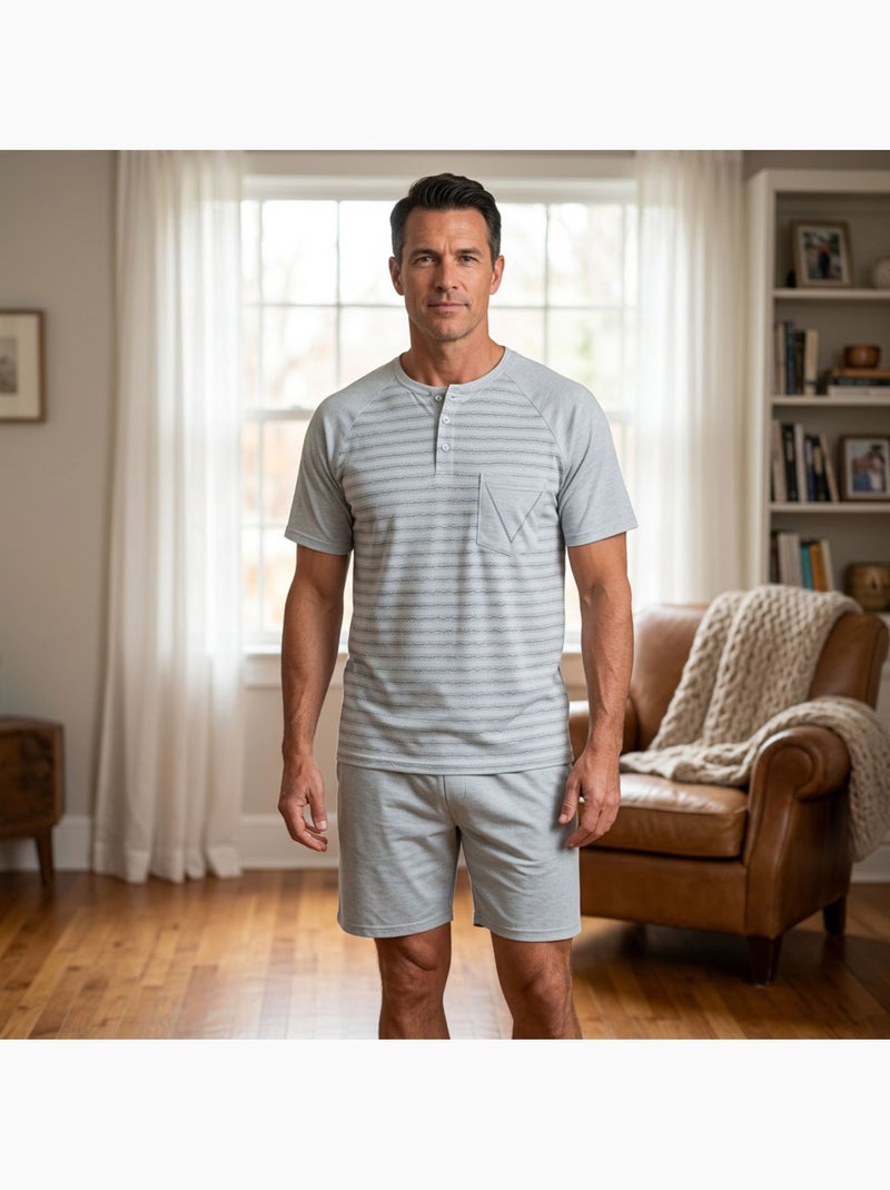 Conjunto Pijama Curto Homem Algodão OZABI Verde - Kiabi