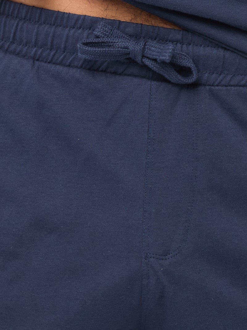 Conjunto pijama curto t-shirt + calções - 2 peças Azul - Kiabi