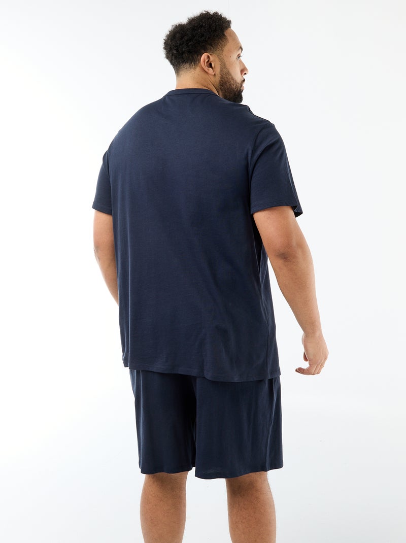 Conjunto pijama curto t-shirt + calções - 2 peças Azul - Kiabi