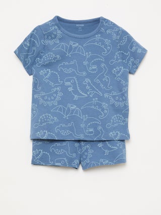 Conjunto pijama curto t-shirt + calções - 2 peças