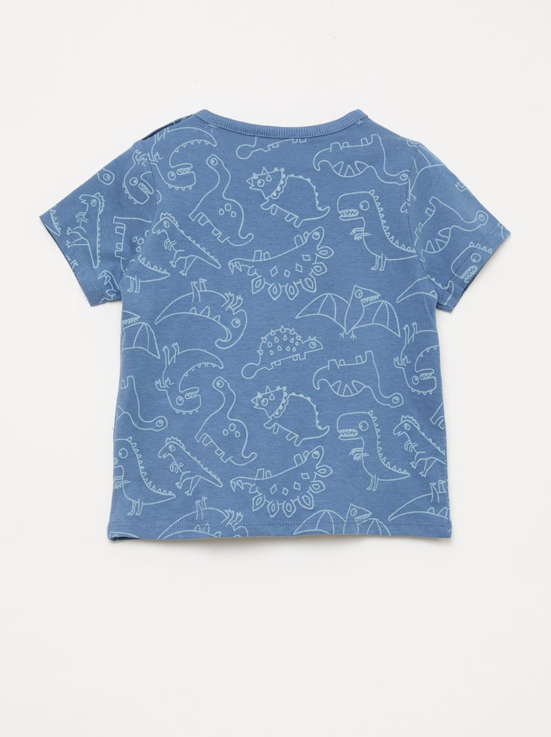 Conjunto pijama curto t-shirt + calções - 2 peças Azul - Kiabi