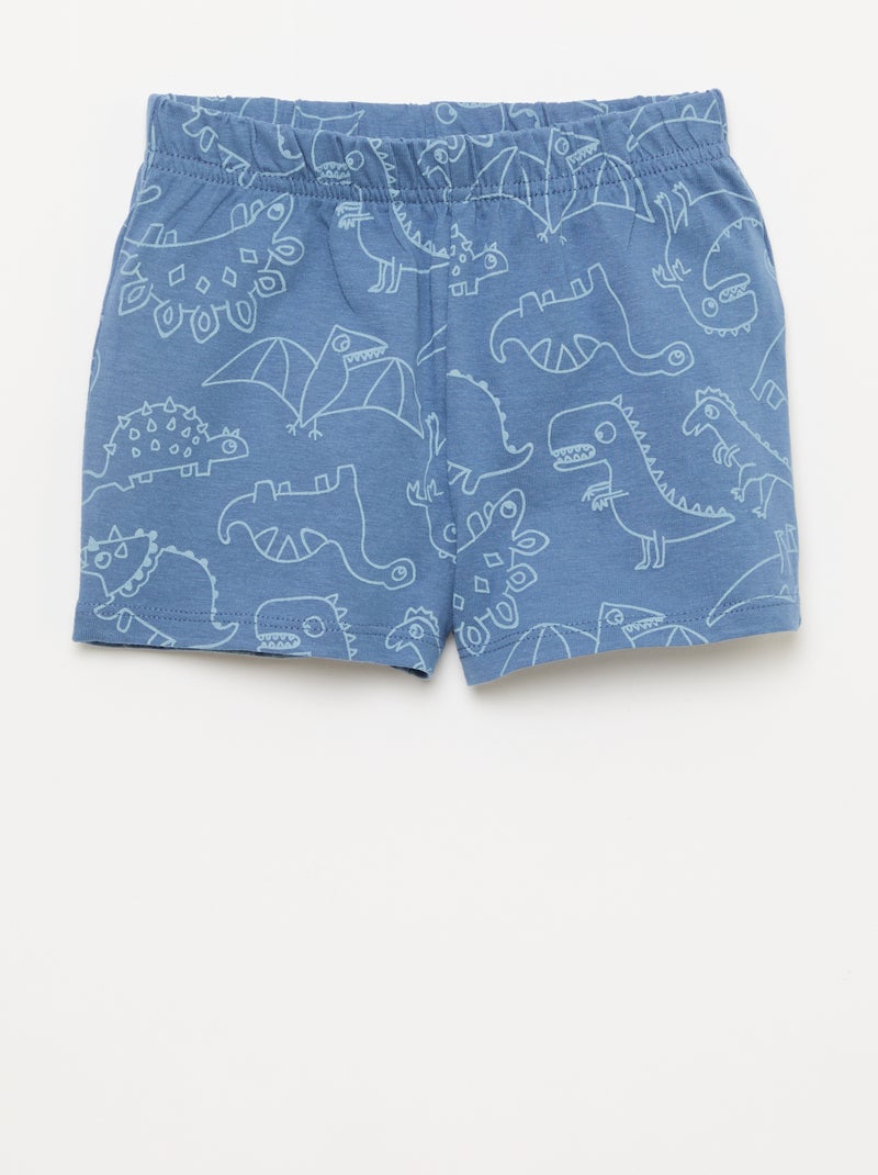 Conjunto pijama curto t-shirt + calções - 2 peças Azul - Kiabi