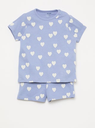 Conjunto pijama curto t-shirt + calções - 2 peças