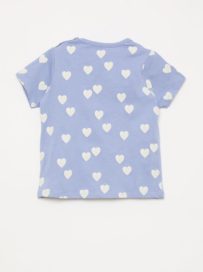 Conjunto pijama curto t-shirt + calções - 2 peças Azul - Kiabi