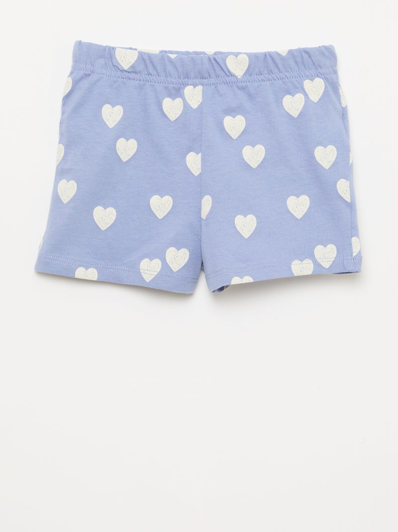 Conjunto pijama curto t-shirt + calções - 2 peças Azul - Kiabi