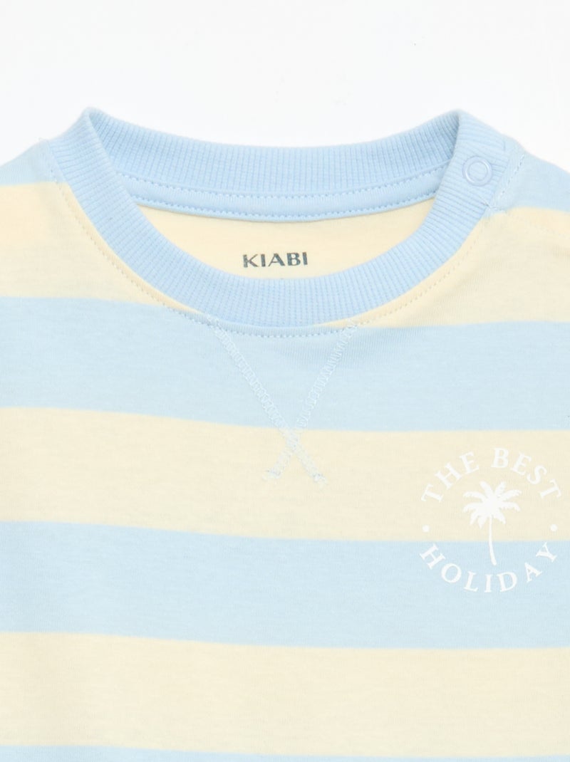 Conjunto pijama curto t-shirt + calções - 2 peças Azul - Kiabi
