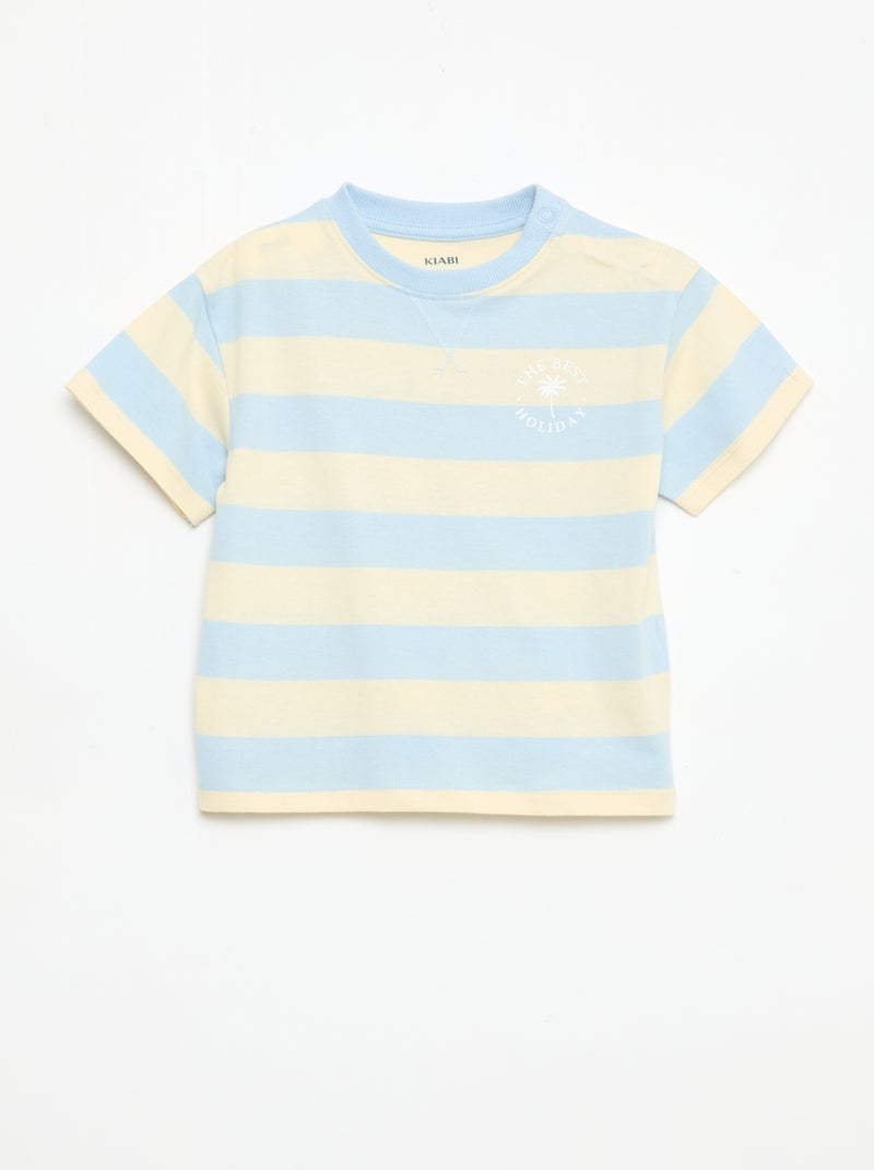 Conjunto pijama curto t-shirt + calções - 2 peças Azul - Kiabi