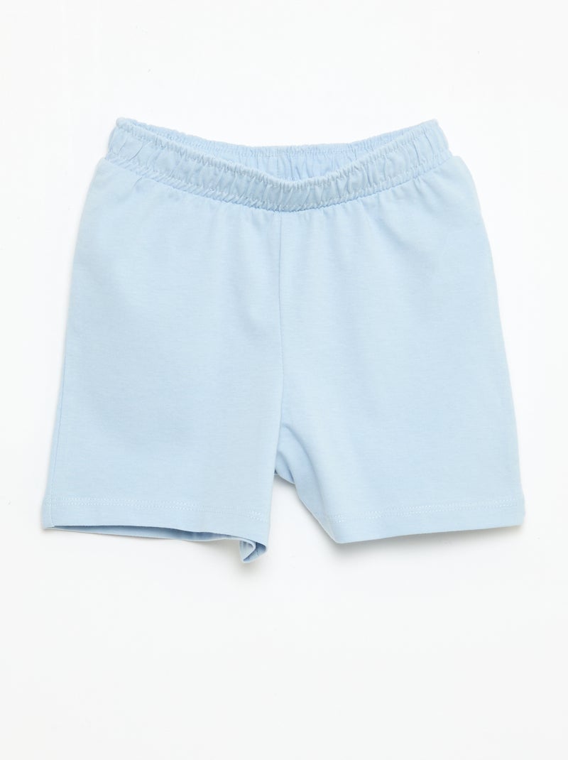 Conjunto pijama curto t-shirt + calções - 2 peças Azul - Kiabi
