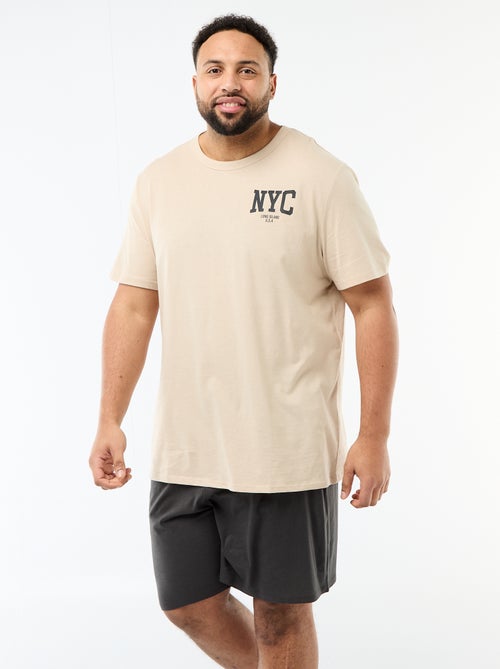 Conjunto pijama curto t-shirt + calções - 2 peças - Kiabi