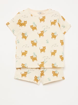 Conjunto pijama curto t-shirt + calções - 2 peças