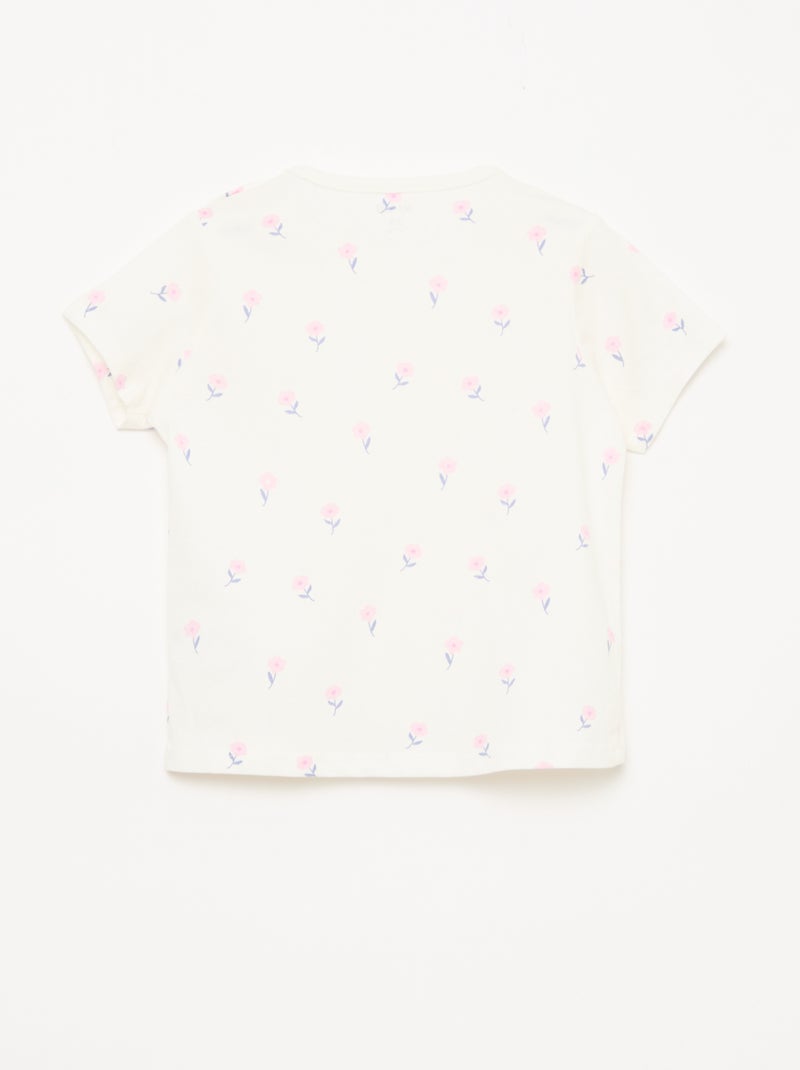 Conjunto pijama curto t-shirt + calções - 2 peças Branco - Kiabi