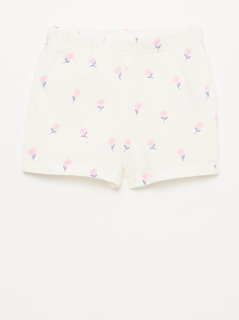 Conjunto pijama curto t-shirt + calções - 2 peças Branco - Kiabi