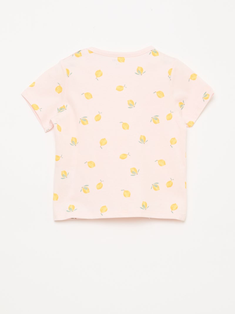 Conjunto pijama curto t-shirt + calções - 2 peças Rosa - Kiabi