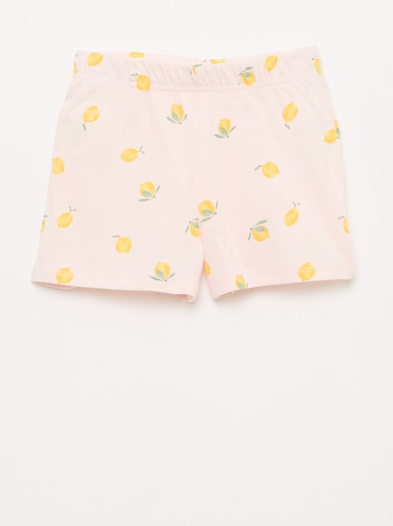 Conjunto pijama curto t-shirt + calções - 2 peças Rosa - Kiabi
