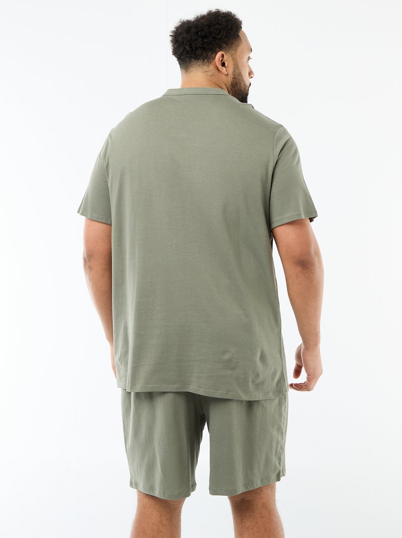 Conjunto pijama curto t-shirt + calções - 2 peças Verde - Kiabi