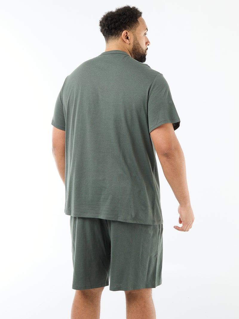 Conjunto pijama curto t-shirt + calções - 2 peças Verde - Kiabi