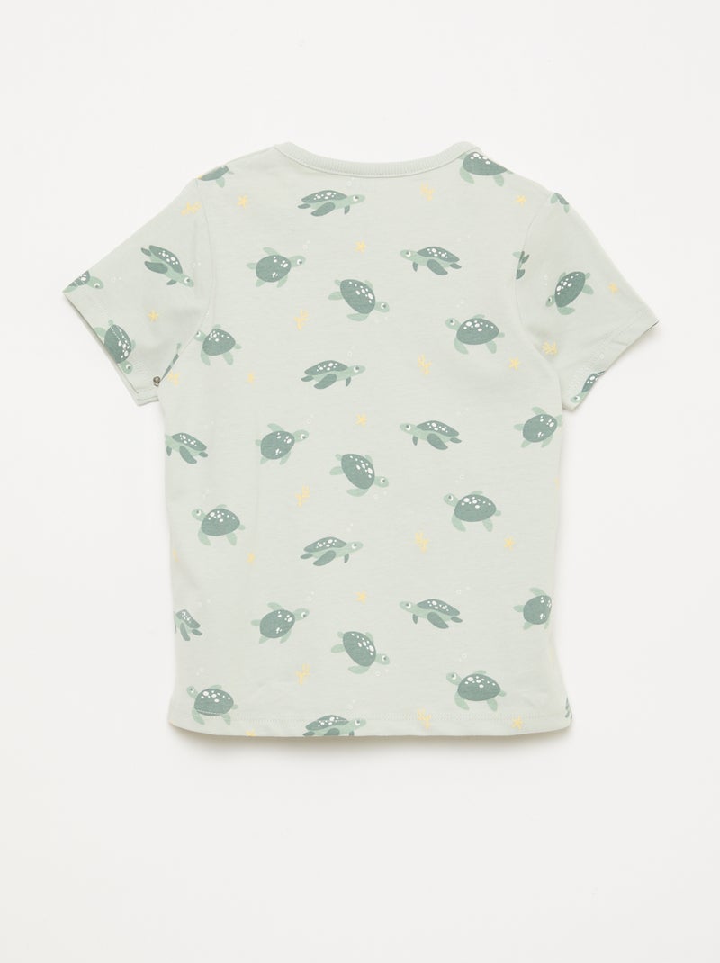 Conjunto pijama curto t-shirt + calções - 2 peças Verde - Kiabi