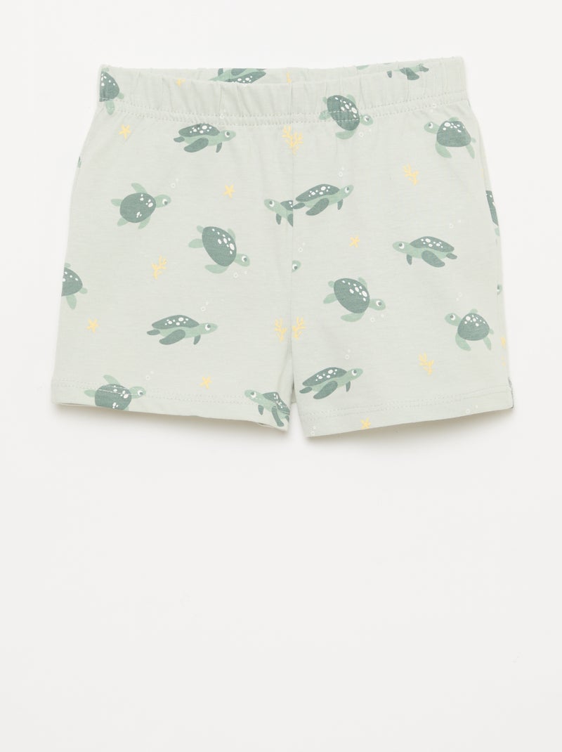 Conjunto pijama curto t-shirt + calções - 2 peças Verde - Kiabi