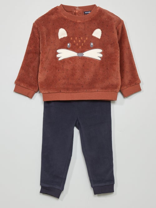 Conjunto pijama de malha polar - 2 peças - Kiabi