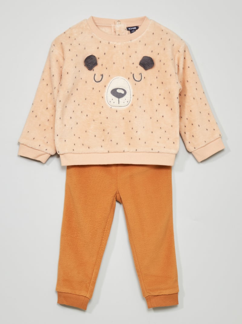 Conjunto pijama de malha polar - 2 peças Urso - Kiabi