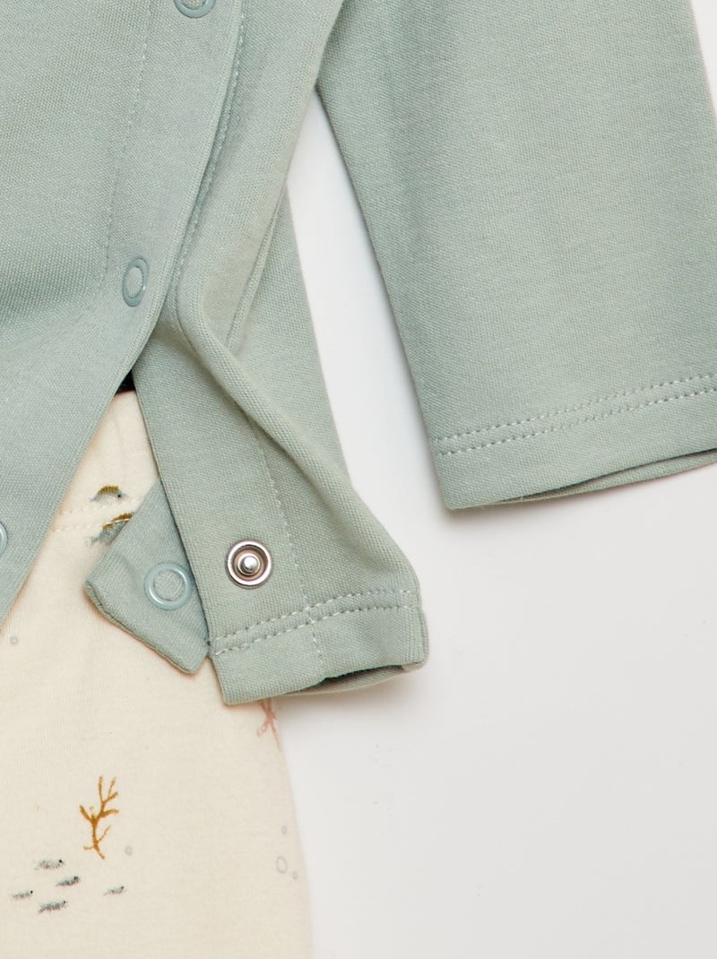 Conjunto pijama e t-shirt + calças com pés - 2 peças BRANCO - Kiabi