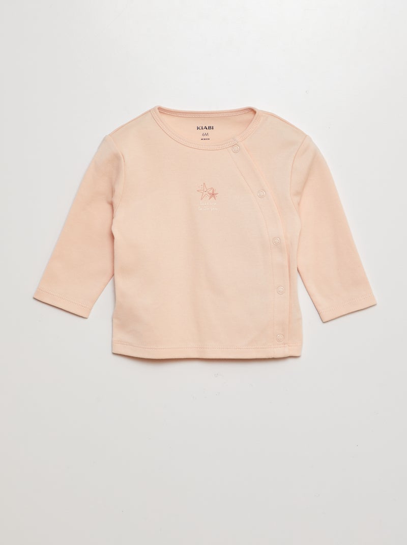 Conjunto pijama e t-shirt + calças com pés - 2 peças ROSA - Kiabi