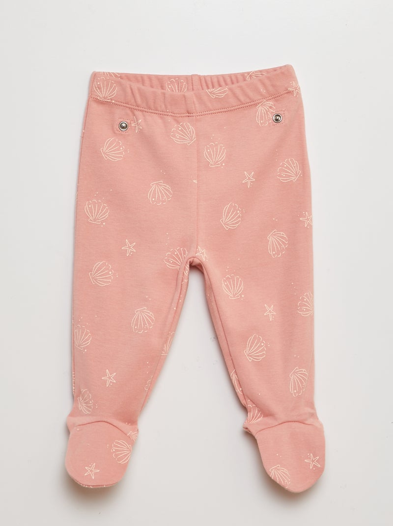 Conjunto pijama e t-shirt + calças com pés - 2 peças ROSA - Kiabi