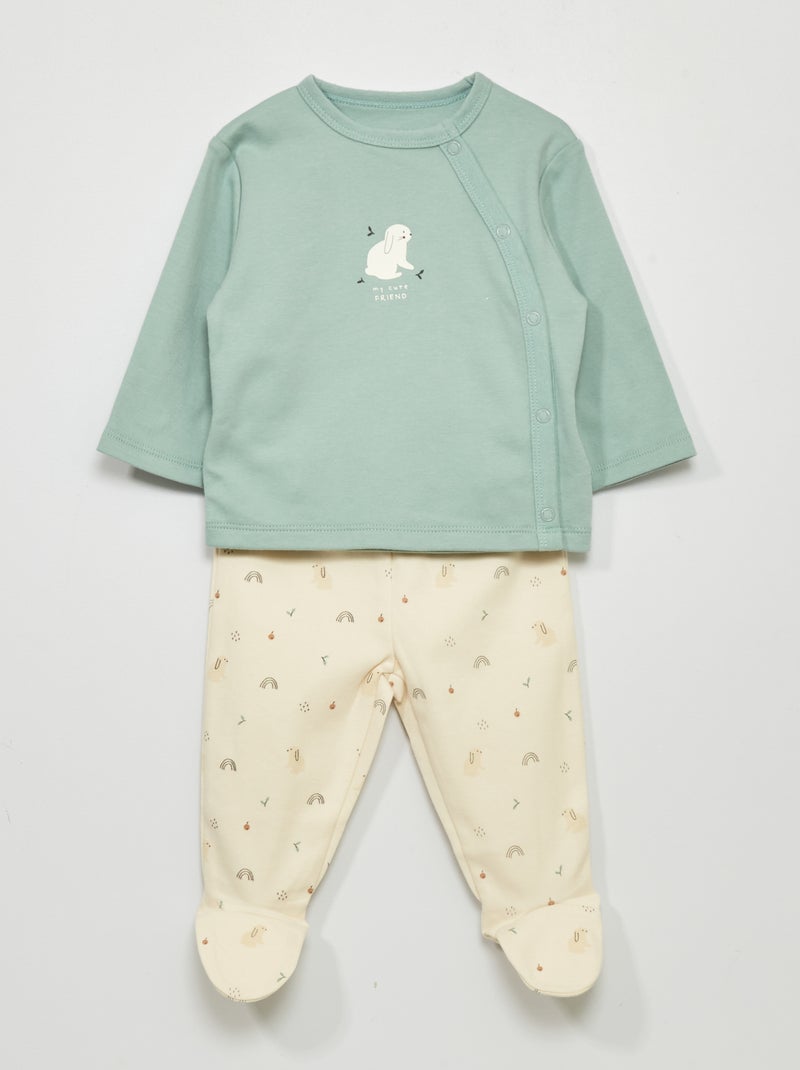 Conjunto pijama em interlock - 2 peças AZUL - Kiabi