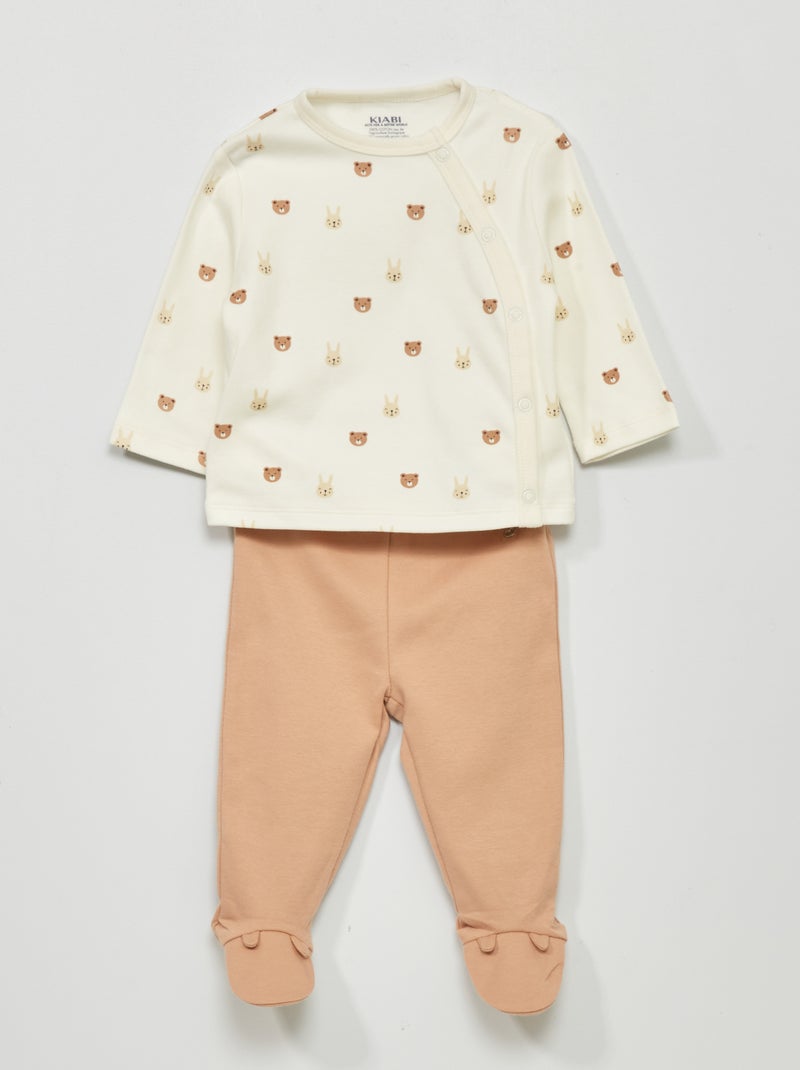 Conjunto pijama em interlock - 2 peças BRANCO - Kiabi