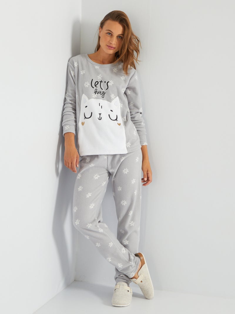 Conjunto pijama 'gato' Cinza - Kiabi