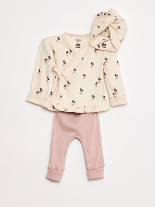 Conjunto pijama + gorro - 3 peças - cradle to cradle
