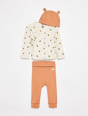Conjunto pijama + gorro - 3 peças - cradle to cradle