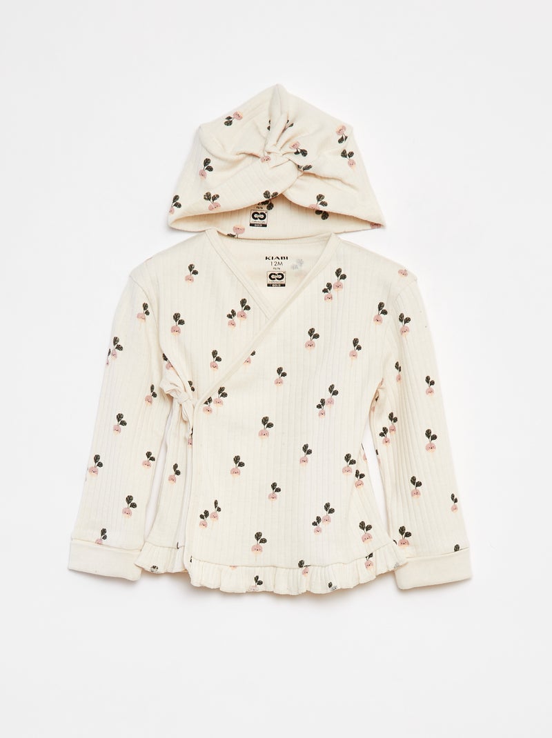 Conjunto pijama + gorro - 3 peças BRANCO - Kiabi