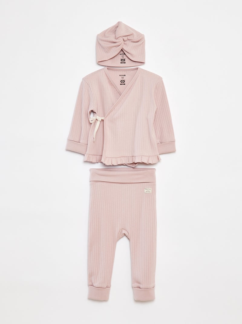Conjunto pijama + gorro - 3 peças ROSA - Kiabi