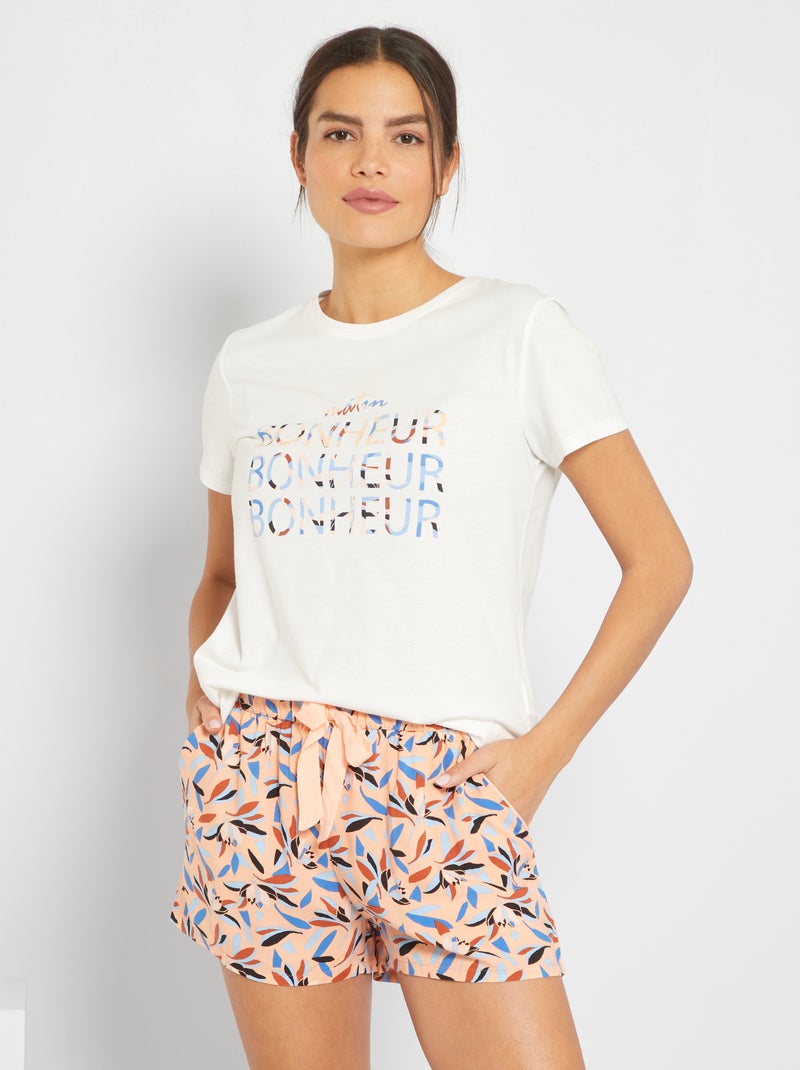 Conjunto pijama 'matin bonheur' Branco - Kiabi